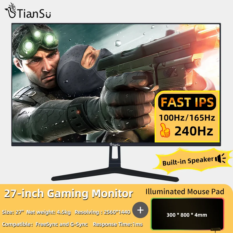 Tiansu ǻ 2 k 144hz , IPS PC ̸ 165hz ũ ̹ 2 k , HDMI ȣȯ FHD 16:9 , 240hz, 27 ġ